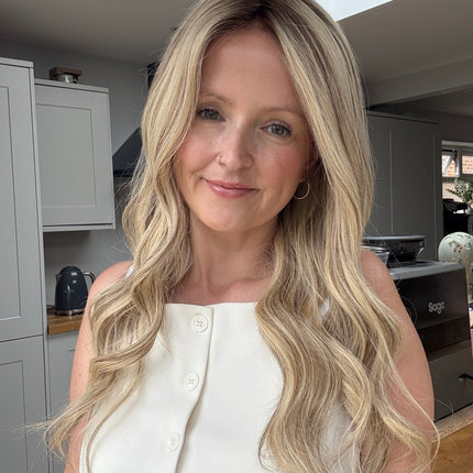 Chaya 22” | 100% Hand - tied Human Hair Wig - Mix of light blonde and subtle darker shades - Raregen Hair