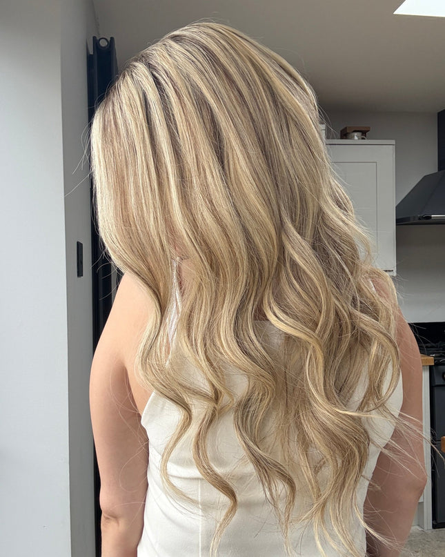 Chaya 22” | 100% Hand - tied Human Hair Wig - Mix of light blonde and subtle darker shades - Raregen Hair