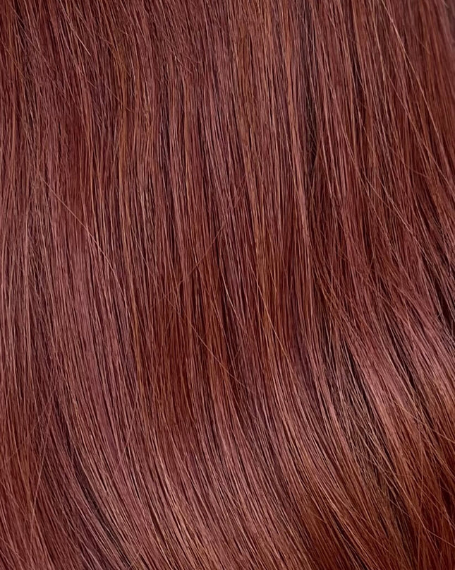 Raregen Scarlett 18” | Silk-Inserted Lace Top Wig-Rich Ruby Auburn