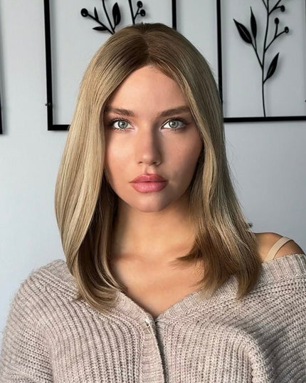 Fran | Lace Top Remy Human Hair Wig - Warm Blonde with Golden Blonde Overtones - Raregen Hair