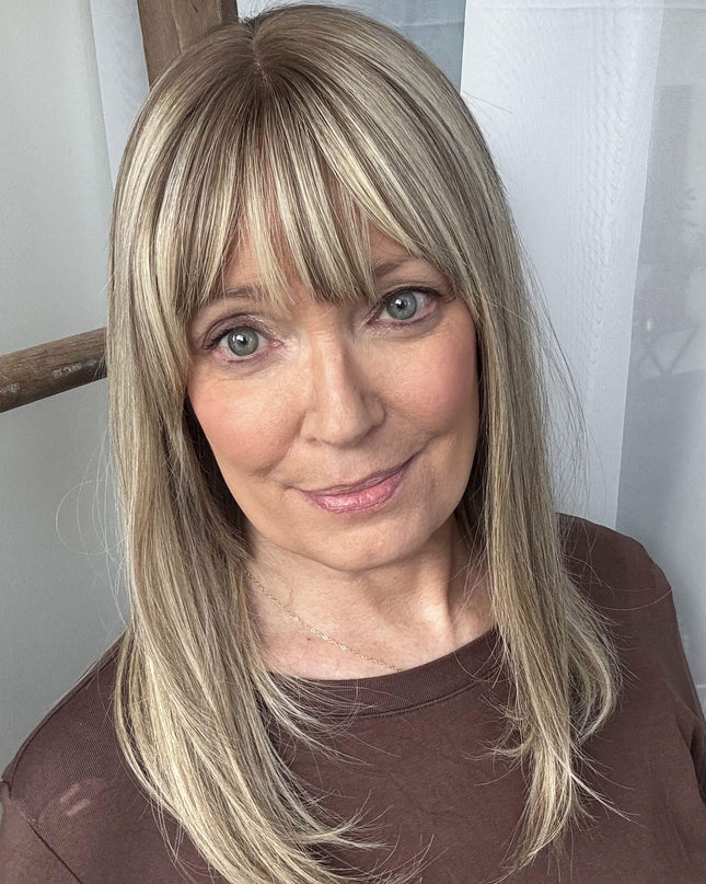 Raregen Ravelle 16” | Lace Top Remy Human Hair Wig-Soft Beige Ash Blonde Blend