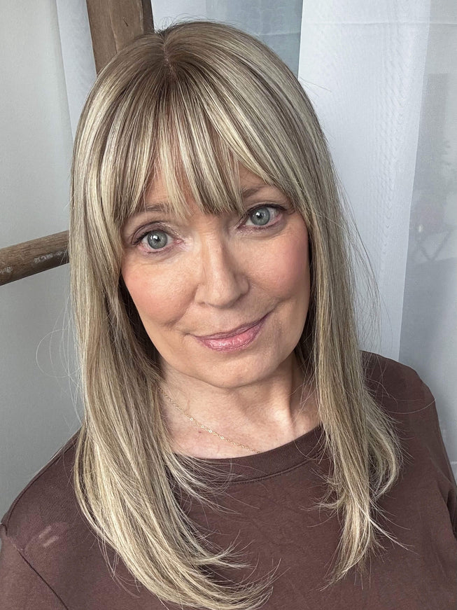 Raregen Ravelle 16” | Lace Top Remy Human Hair Wig-Soft Beige Ash Blonde Blend