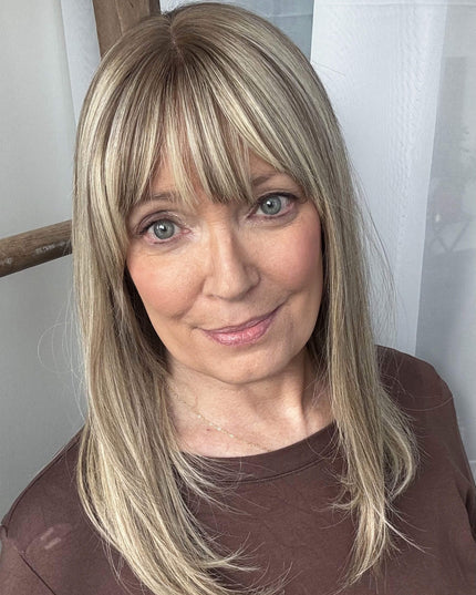 Raregen Ravelle 16” | 100% Hand-tied Human Hair Wig-Soft Beige Ash Blonde Blend