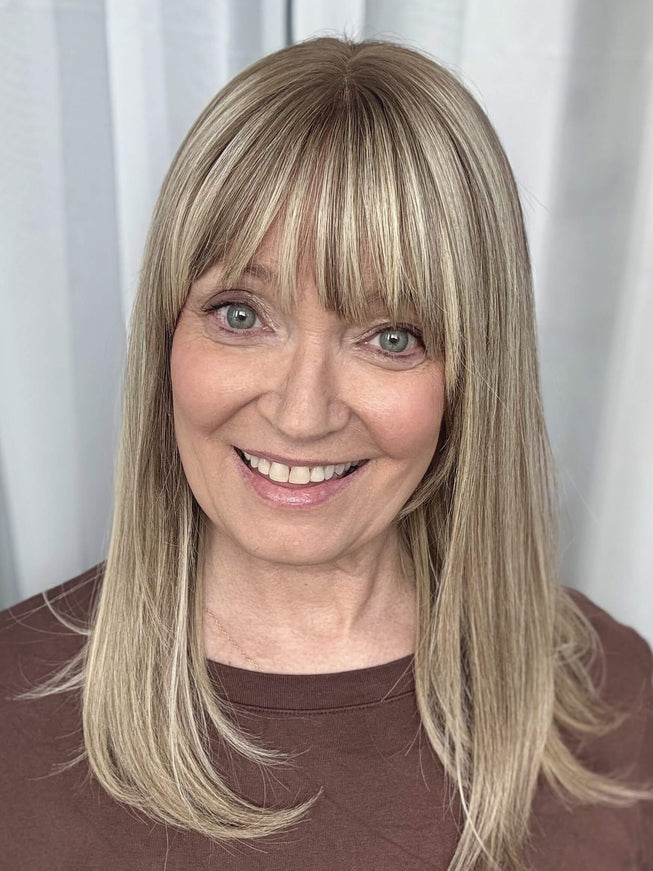 Raregen Ravelle 16” | 100% Hand-tied Human Hair Wig-Soft Beige Ash Blonde Blend