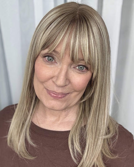 Raregen Ravelle 16” | Silk-Inserted Lace Top Wig-Soft Beige Ash Blonde Blend