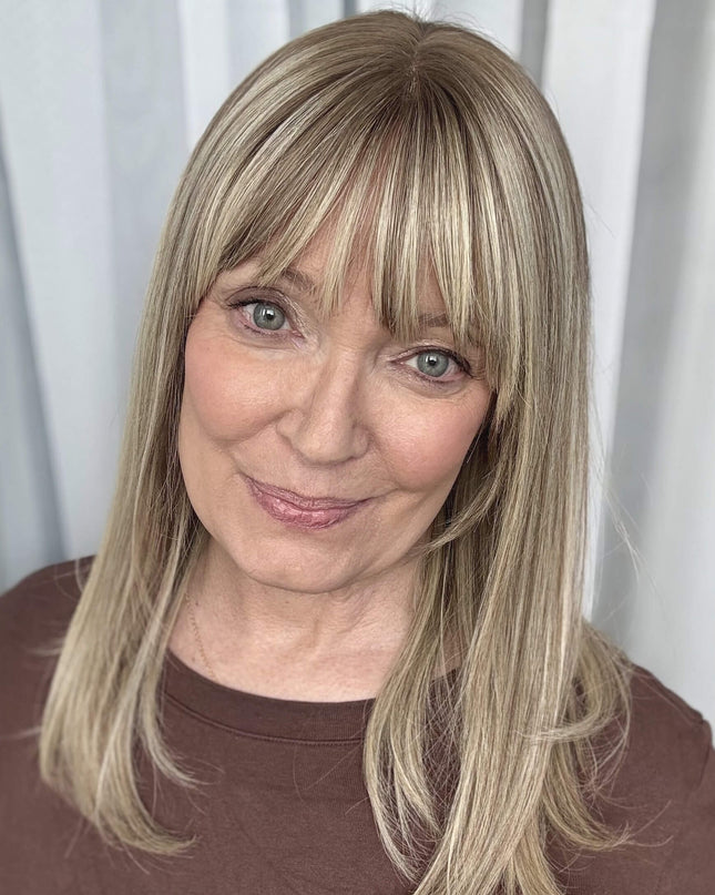 Raregen Ravelle 16” | Lace Top Remy Human Hair Wig-Soft Beige Ash Blonde Blend