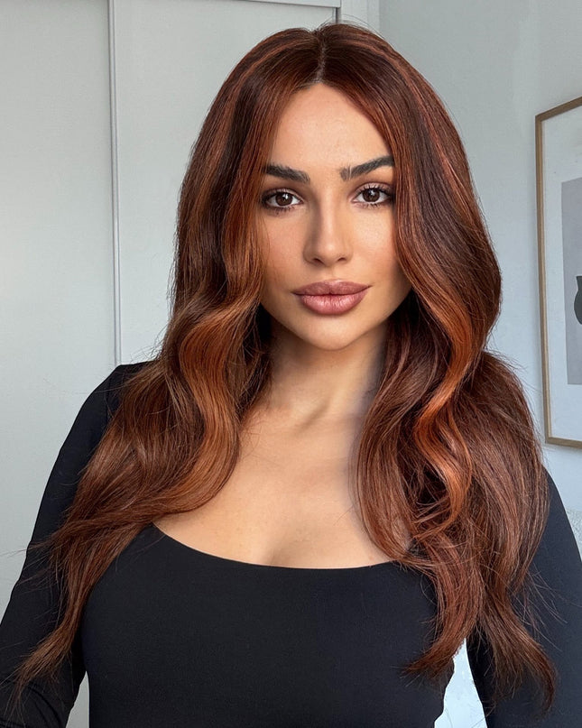 Gemma| Lace Front Remy Human Hair Wig- Sunset Auburn Highlight