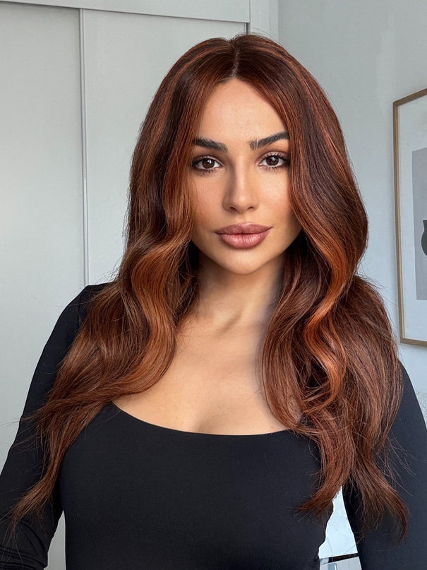 Gemma| Lace Front Remy Human Hair Wig- Sunset Auburn Highlight