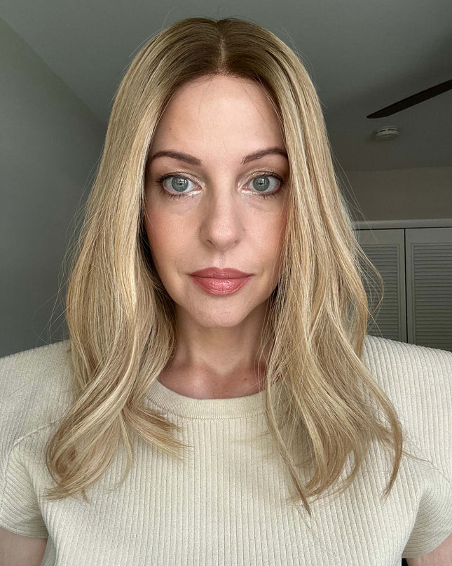 Barbara 14” | Silk-Inserted Lace Top Wig-Beige Blonde with Subtle Dimension