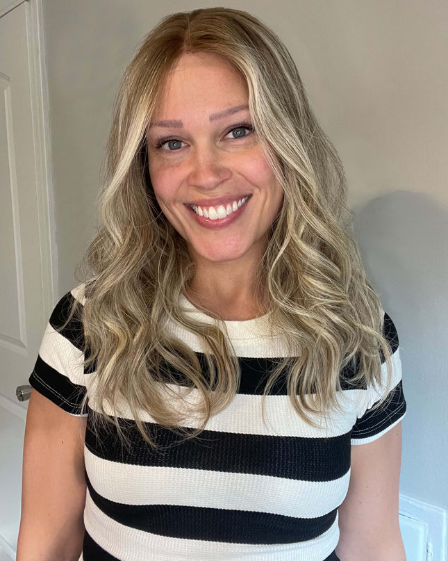 Hedy 18” | 100% Hand-tied Human Hair Wig -Misty Beige Blonde