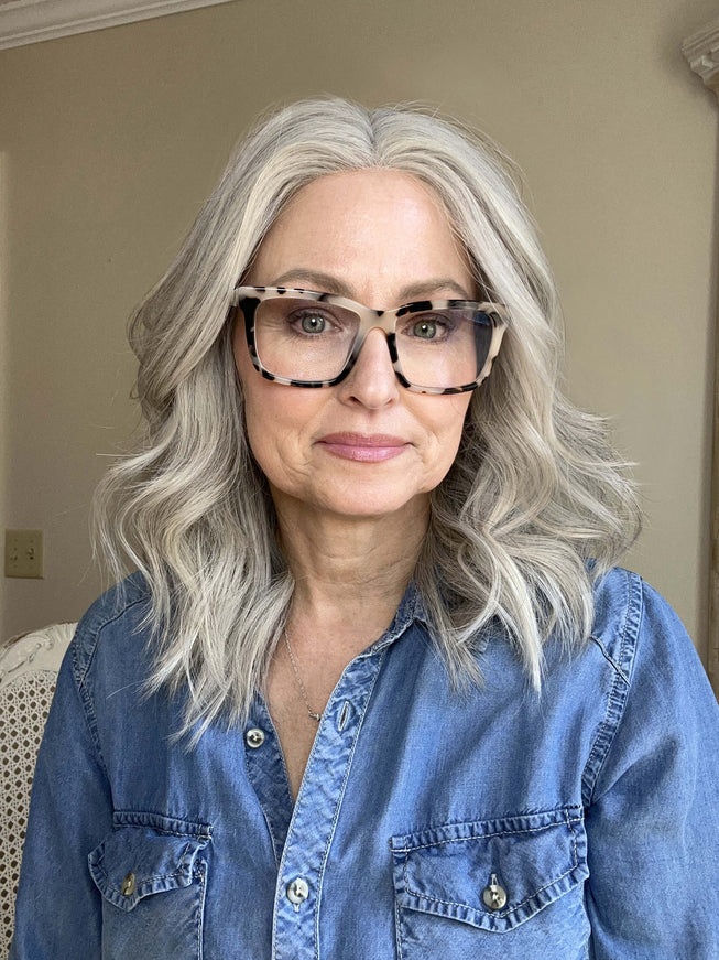 Raregen Sophia-14“| Silk-Inserted Lace Top Wig-Light Silver Grey Blend