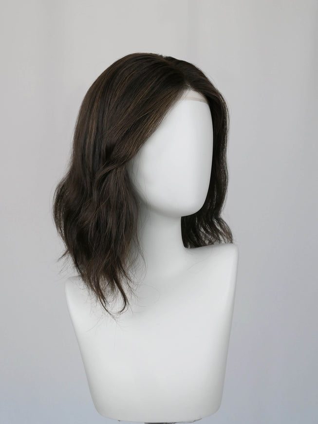 Raregen Mira 14” | 100% Hand-tied Human Hair Wig-Natural Warm Brown Soft Waves