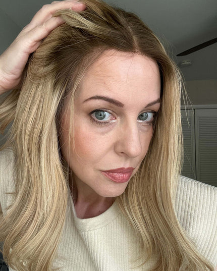 Barbara 14” | 100% Hand-tied Human Hair Wig-Beige Blonde with Subtle Dimension