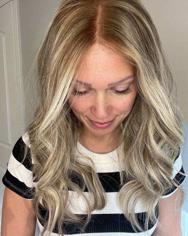 Hedy 18” | 100% Hand-tied Human Hair Wig -Misty Beige Blonde