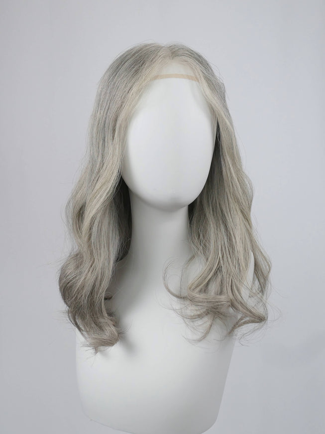 Raregen Sophia 18” | 100% Hand-tied Human Hair Wig-Light Silver Grey Blend