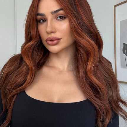 Gemma| Lace Front Remy Human Hair Wig- Sunset Auburn Highlight