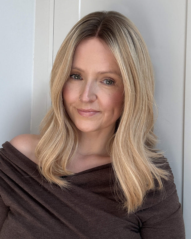 Raregen Barbara 14” | Silk-Inserted Lace Top Wig-Beige Blonde with Subtle Dimension