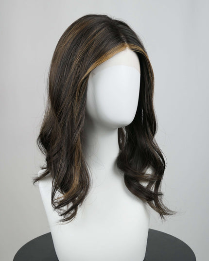 Raregen Clarice 18” | Silk-Inserted Lace Top Wig- Dark Brown with Highlights & Money piece