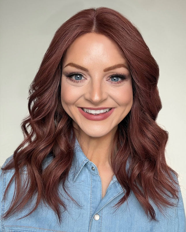 Raregen Scarlett 18” | Silk-Inserted Lace Top Wig-Rich Ruby Auburn