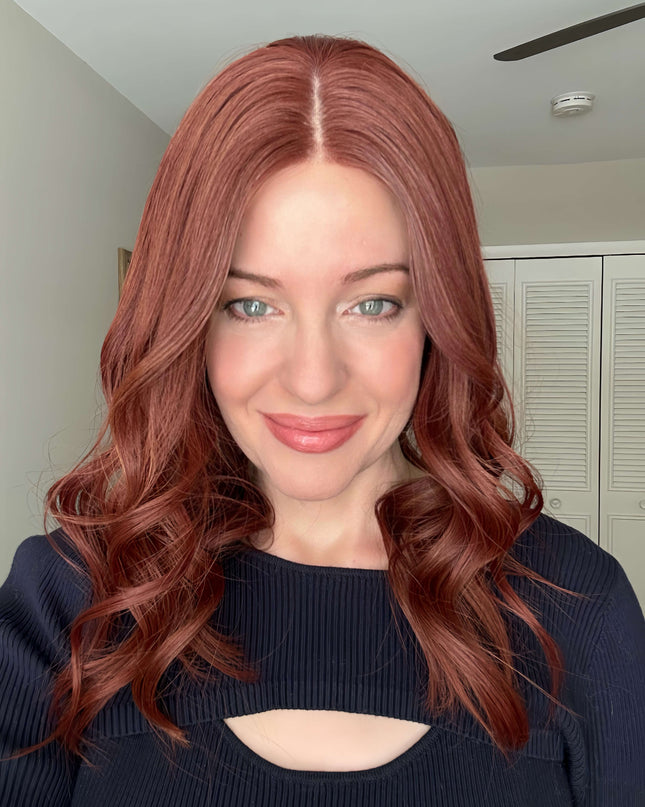 Raregen Scarlett 18” | Silk-Inserted Lace Top Wig-Rich Ruby Auburn