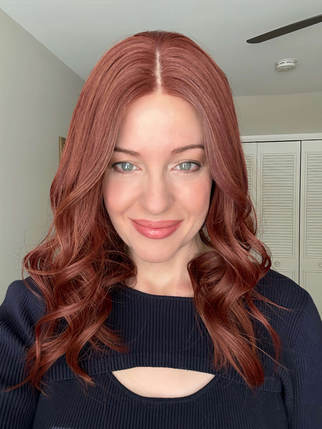 Raregen Scarlett 18” | Silk-Inserted Lace Top Wig-Rich Ruby Auburn