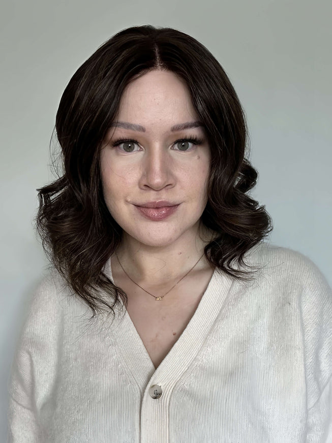 Raregen Mira 14” | 100% Hand-tied Human Hair Wig-Natural Warm Brown Soft Waves