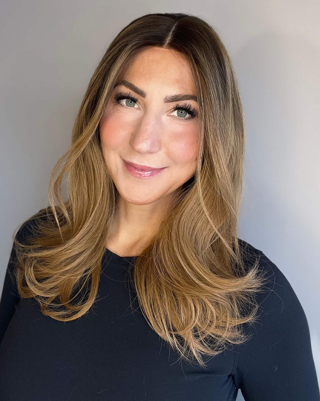 Raregen Velora 18” | Silk-Inserted Lace Top Wig-Honey Caramel Brown Melt