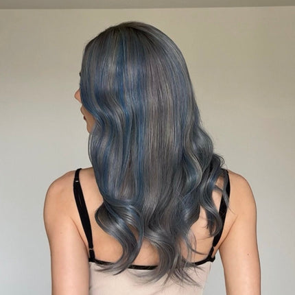 DOTTIE | REMY HUMAN HAIR WIG- Stunning Silver Hair with Blue Highlights