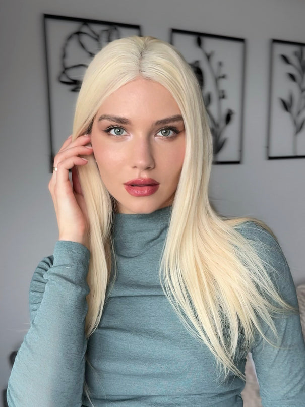 BELLE-mittel | Lace Front REMY ECHTHAARPERÜCKE - Platinblond