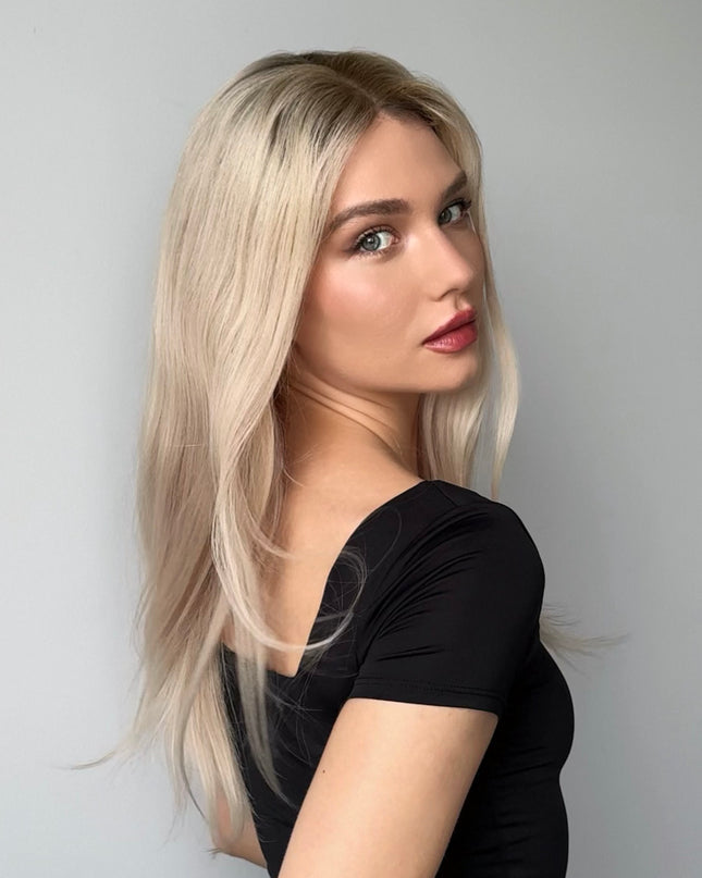 AYLA | Lace Front REMY HUMAN HAIR WIG- Light Silver Ombre