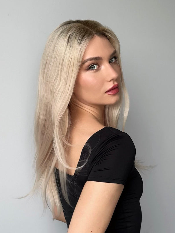 AYLA | Lace Front REMY HUMAN HAIR WIG- Light Silver Ombre