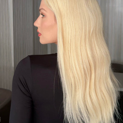 Ava-Medium | Lace Front Remy Human Hair Wig- Platium Blonde with Dark Root