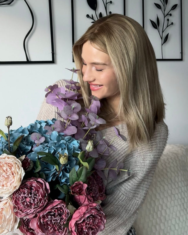 Perruque en cheveux humains Remy avec dentelle sur le dessus - Blond chaud aux reflets blond doré