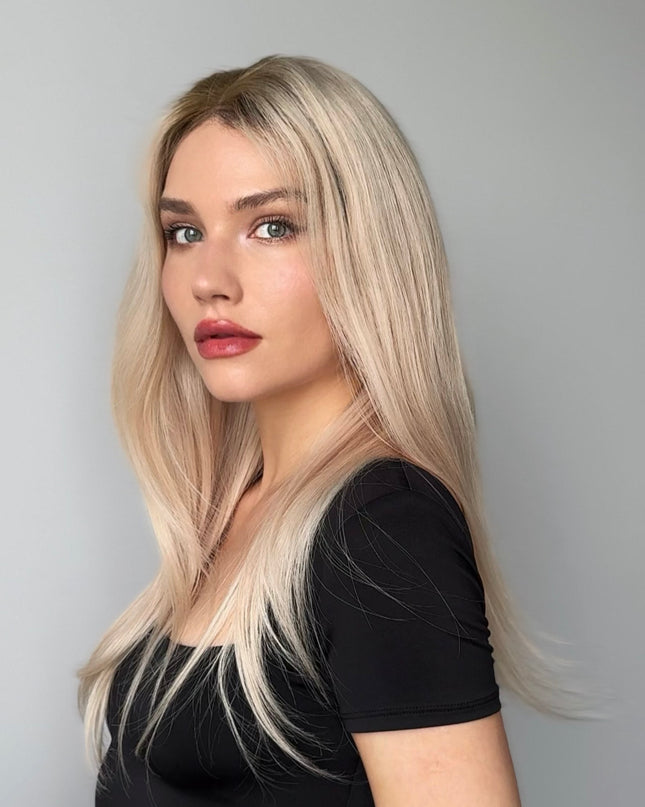 AYLA |  Lace Top REMY HUMAN HAIR WIG- Ash platinum blonde