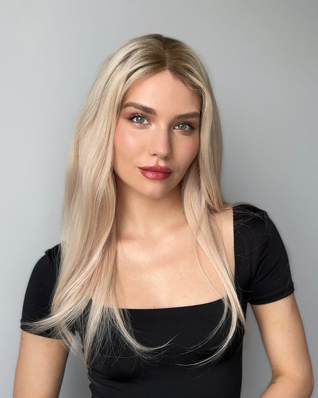 AYLA |  Lace Top REMY HUMAN HAIR WIG- Ash platinum blonde