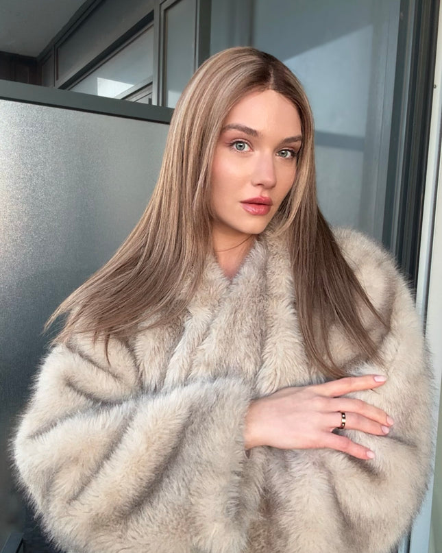 Camille | Perruque en cheveux humains Remy avec dentelle sur le dessus - Blond miel et mèches