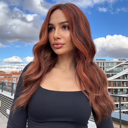 Gemma| Lace Front Remy Human Hair Wig- Sunset Auburn Highlight