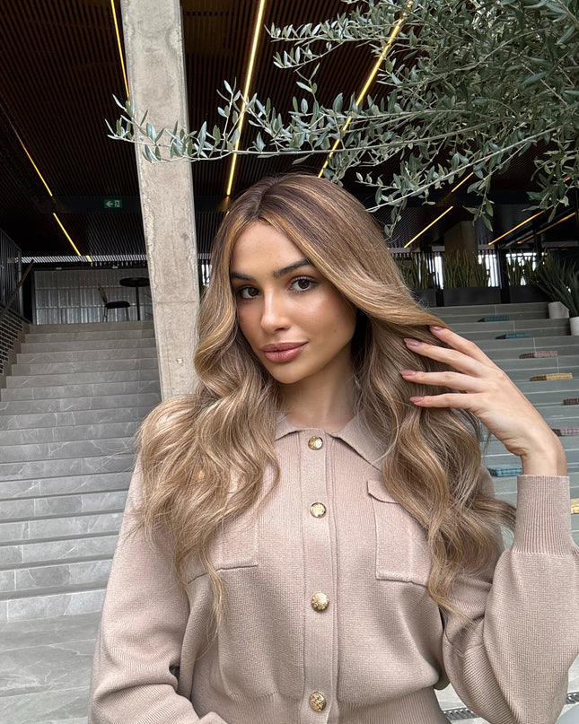 Kelly|  Lace Top Remy Human Hair Wig- Sunkissed Beige Blonde