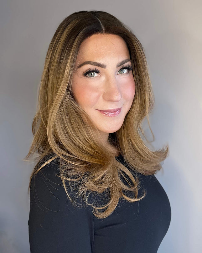 Raregen Velora 18” | Silk-Inserted Lace Top Wig-Honey Caramel Brown Melt