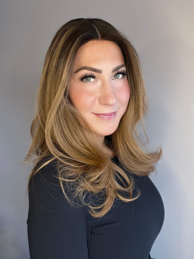 Raregen Velora 18” | Silk-Inserted Lace Top Wig-Honey Caramel Brown Melt