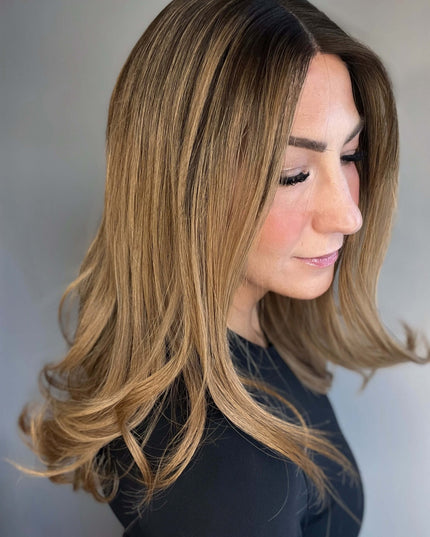 Raregen Velora 18” | Silk-Inserted Lace Top Wig-Honey Caramel Brown Melt