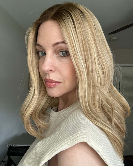 Barbara 14” | Silk-Inserted Lace Top Wig-Beige Blonde with Subtle Dimension