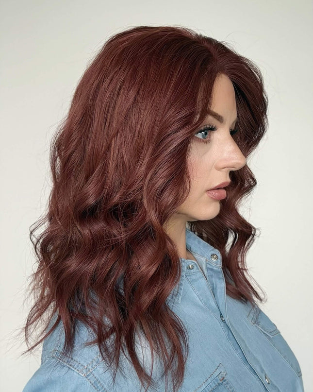 Raregen Scarlett 18” | Silk-Inserted Lace Top Wig-Rich Ruby Auburn