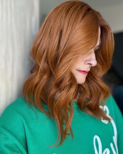 Raregen Reha 18” | Silk-Inserted Lace Top Wig-Soft Copper Ginger with Shadow Root