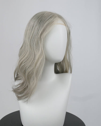 Raregen Sophia 18” | 100% Hand-tied Human Hair Wig-Light Silver Grey Blend
