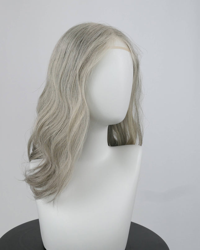 Raregen Sophia 18” | 100% Hand-tied Human Hair Wig-Light Silver Grey Blend