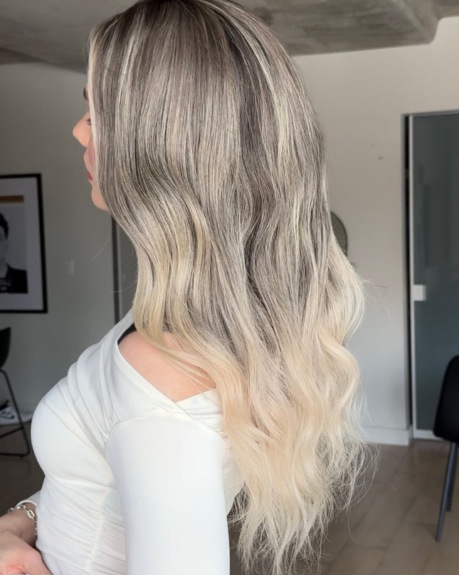 Ada |  Lace Top REMY HUMAN HAIR WIG- Rooted Ash Blonde Balayage
