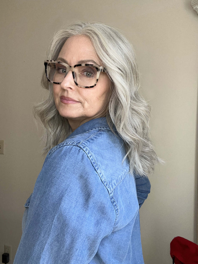 Raregen Sophia-14“| Silk-Inserted Lace Top Wig-Light Silver Grey Blend