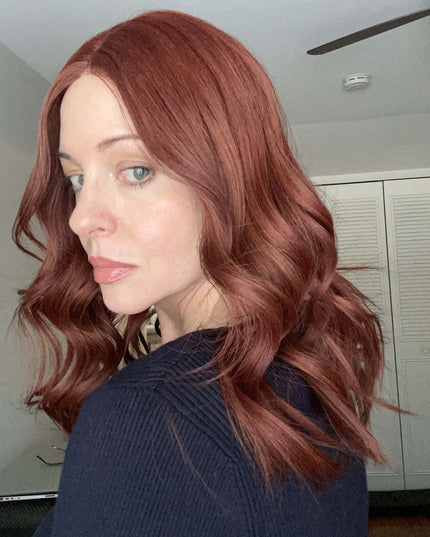 Raregen Scarlett 18” | Silk-Inserted Lace Top Wig-Rich Ruby Auburn