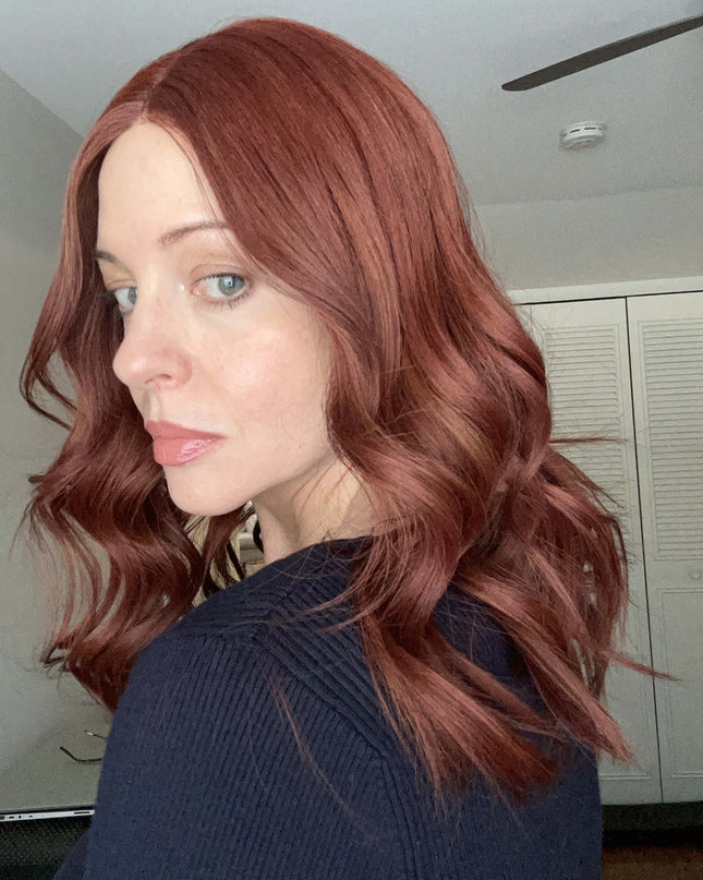 Raregen Scarlett 18” | Silk-Inserted Lace Top Wig-Rich Ruby Auburn